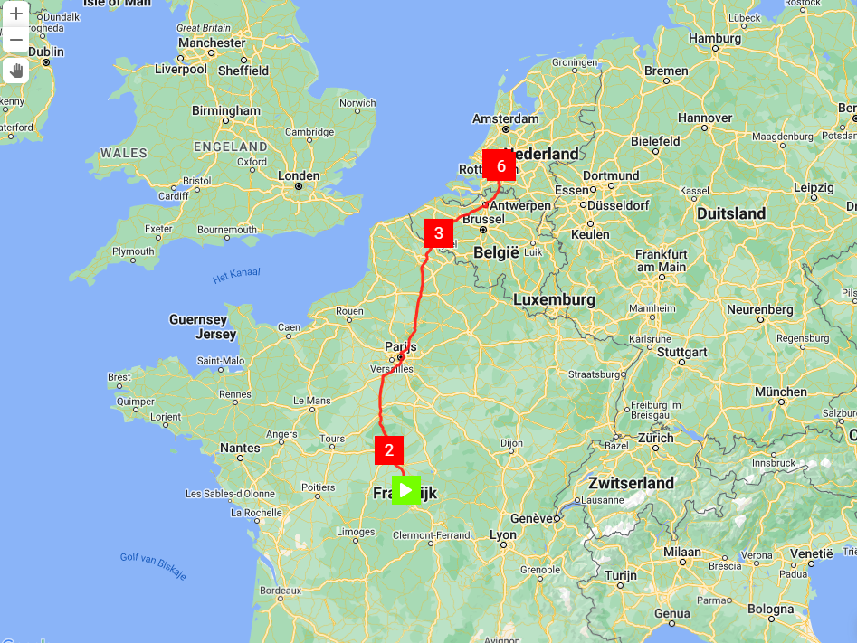 Routekaart Faverdines - Alblasserdam